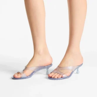 Sandalias Jelly Drop 50 de gelatina con purpurina plateada