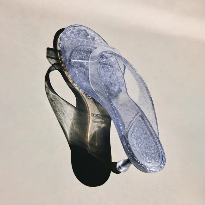 Sandalias Jelly Drop 50 de gelatina con purpurina plateada Sandalias Jelly Drop 50 de gelatina con purpurina plateada