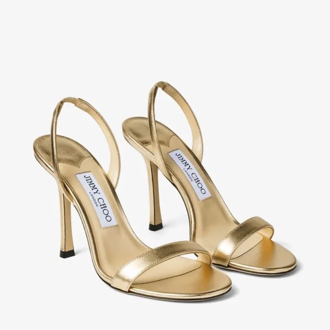 Sandalias Jenn 100 de piel napa metalizada dorada