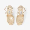 Sandalias Karli con plataforma de 125 mm en malla de cristal ilusión dorada y piel metalizada