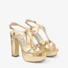 Sandalias Kesia 120 de piel con efecto metal líquido dorado