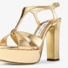 Sandalias Kesia 120 de piel con efecto metal líquido dorado