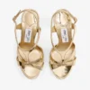 Sandalias Kesia 120 de piel con efecto metal líquido dorado