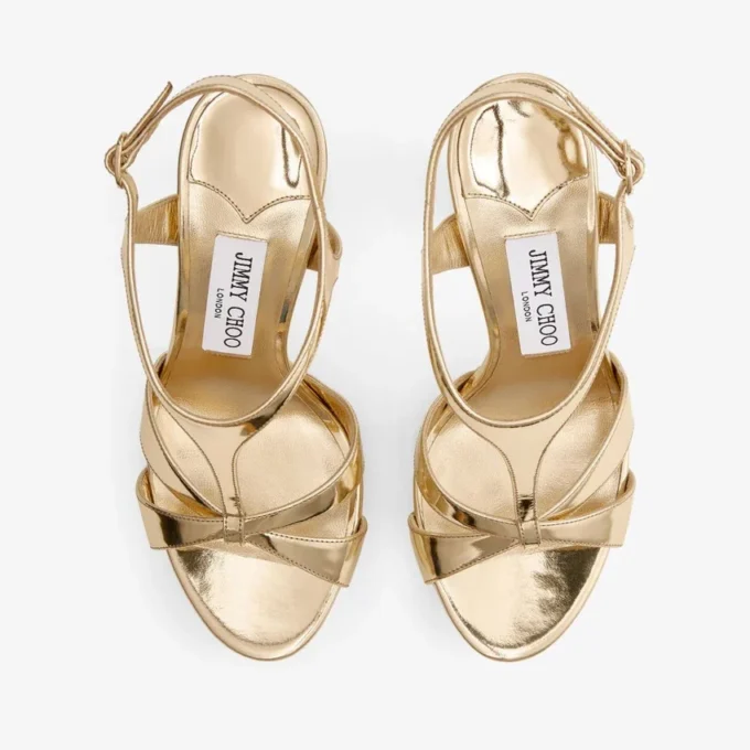 Sandalias Kesia 120 de piel con efecto metal líquido dorado