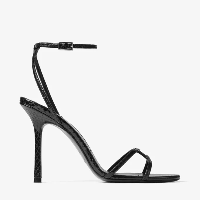 Sandalias Leo 100 de cuero negro Candy Wrap Sandalias Leo 100 de cuero negro Candy Wrap