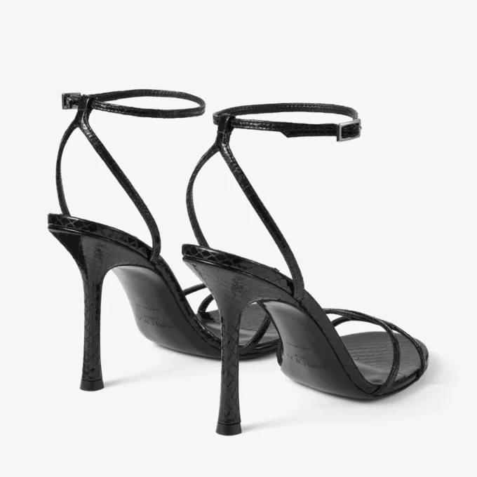 Sandalias Leo 100 de cuero negro Candy Wrap Sandalias Leo 100 de cuero negro Candy Wrap