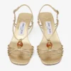 Sandalias Lova 50 de piel napa metalizada dorada con abalorios