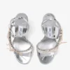 Sandalias Lula 100 de piel Liquid Metal en plata y macaron con lazos de terciopelo Sandalias Lula 100 de piel Liquid Metal en plata y macaron con lazos de terciopelo