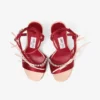 Sandalias Lula 100 de satén en color macaron y rojo rubí con lazos