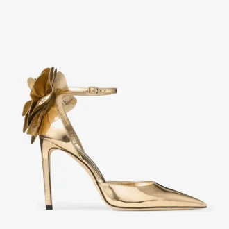 Sandalias Marja 100 de piel metalizada dorada con cordones de piel metalizada