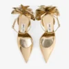 Sandalias Marja 100 de piel metalizada dorada con cordones de piel metalizada