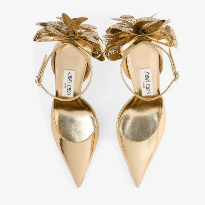 Sandalias Marja 100 de piel metalizada dorada con cordones de piel metalizada