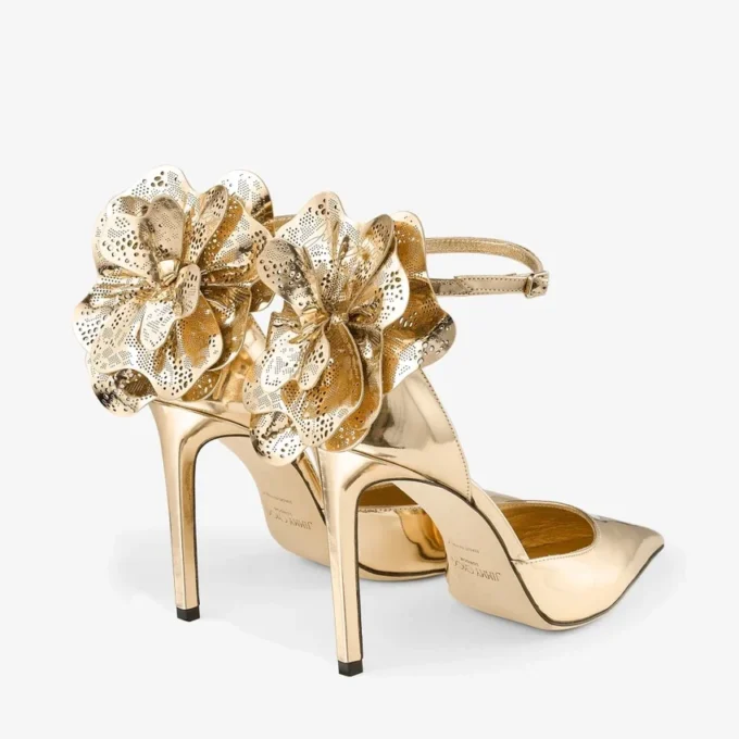 Sandalias Marja 100 de piel metalizada dorada con cordones de piel metalizada