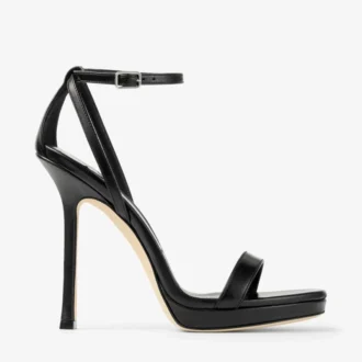 Sandalias Moza Platform 120 de napa negra brillante