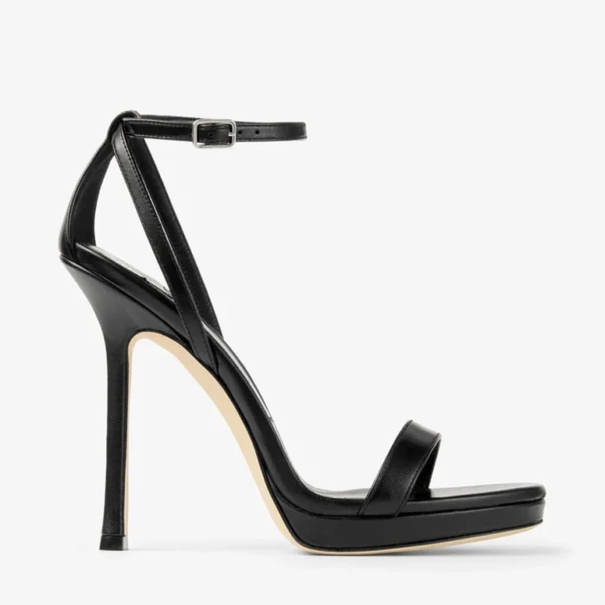 Sandalias Moza Platform 120 de napa negra brillante