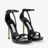 Sandalias Moza Platform 120 de napa negra brillante
