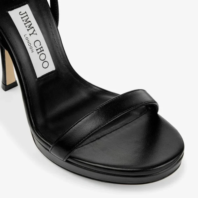 Sandalias Moza Platform 120 de napa negra brillante
