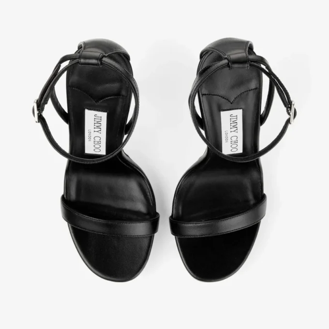 Sandalias Moza Platform 120 de napa negra brillante