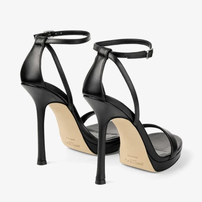 Sandalias Moza Platform 120 de napa negra brillante