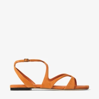 Sandalias planas Ayla de ante naranja atardecer