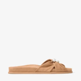 Sandalias planas de ante color toffee Rafi