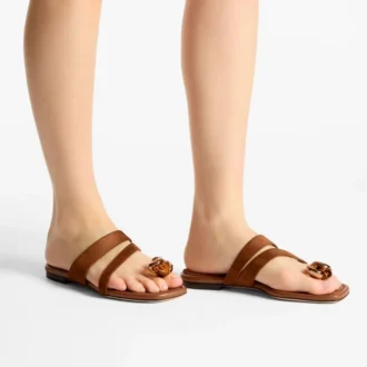 Sandalias planas Emeri de ante color tostado y ámbar