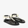 Sandalias planas Miro de ante negro con esferas de nácar Sandalias planas Miro de ante negro con esferas de nácar
