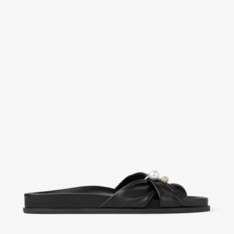 Sandalias planas Rafi en piel de guante suave negra