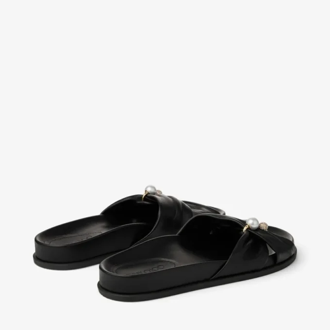 Sandalias planas Rafi en piel de guante suave negra