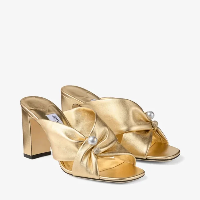 Sandalias Rafi 85 de piel napa metalizada dorada