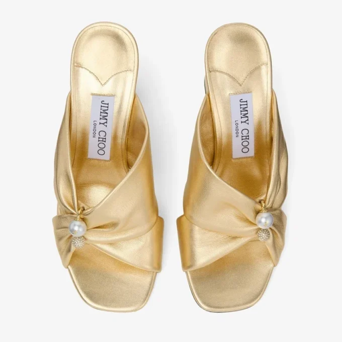 Sandalias Rafi 85 de piel napa metalizada dorada