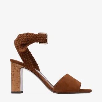 Sandalias Rori 85 de ante marrón claro y corcho brillante