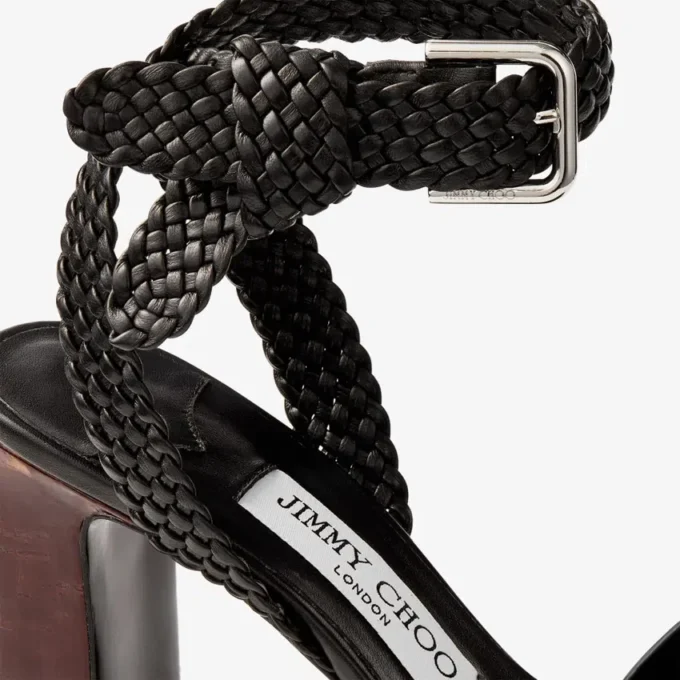 Sandalias Rori 85 de piel de becerro brillante negra y corcho brillante Sandalias Rori 85 de piel de becerro brillante negra y corcho brillante