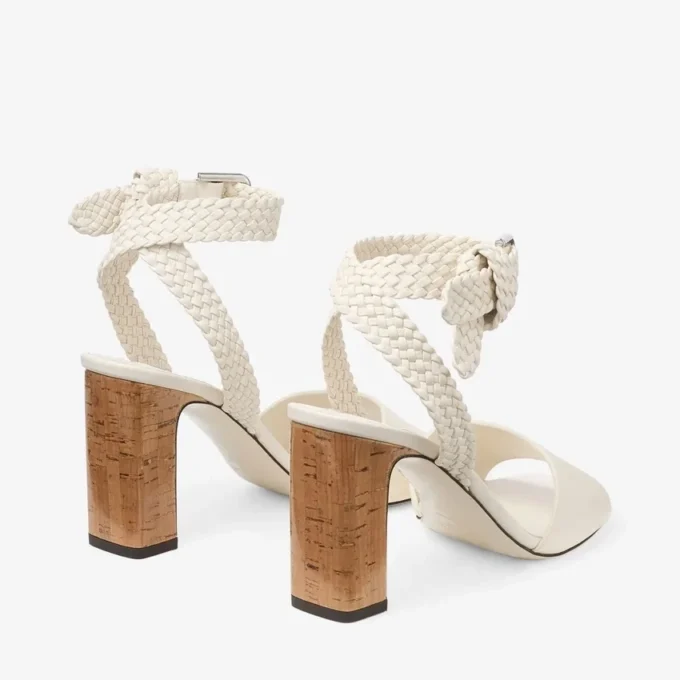 Sandalias Rori 85 en piel de becerro brillante color latte y corcho brillante Sandalias Rori 85 en piel de becerro brillante color latte y corcho brillante