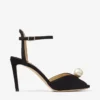 Sandalias Sacora 85 de ante negro con adorno de perlas Sandalias Sacora 85 de ante negro con adorno de perlas