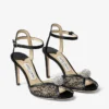 Sandalias Sacora 85 de encaje negro con esfera adornada con cristales Sandalias Sacora 85 de encaje negro con esfera adornada con cristales