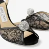 Sandalias Sacora 85 de encaje negro con esfera adornada con cristales Sandalias Sacora 85 de encaje negro con esfera adornada con cristales