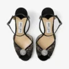 Sandalias Sacora 85 de encaje negro con esfera adornada con cristales Sandalias Sacora 85 de encaje negro con esfera adornada con cristales