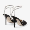 Sandalias Saeda 100 de ante negro con adorno de cristales