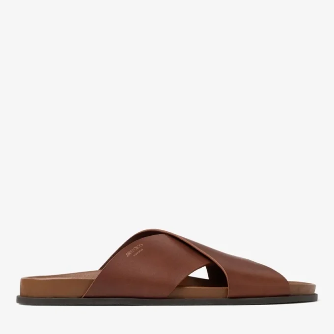 Sandalias Sol Slide de piel vachetta color cigarro