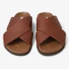 Sandalias Sol Slide de piel vachetta color cigarro