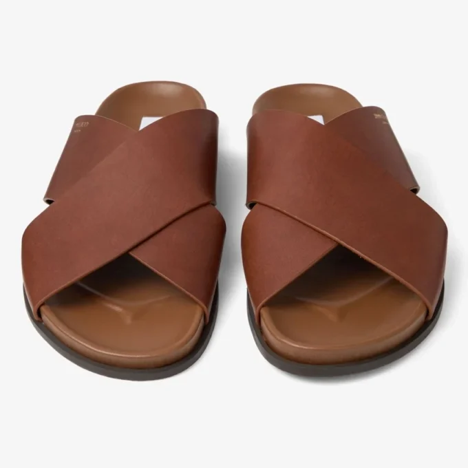 Sandalias Sol Slide de piel vachetta color cigarro