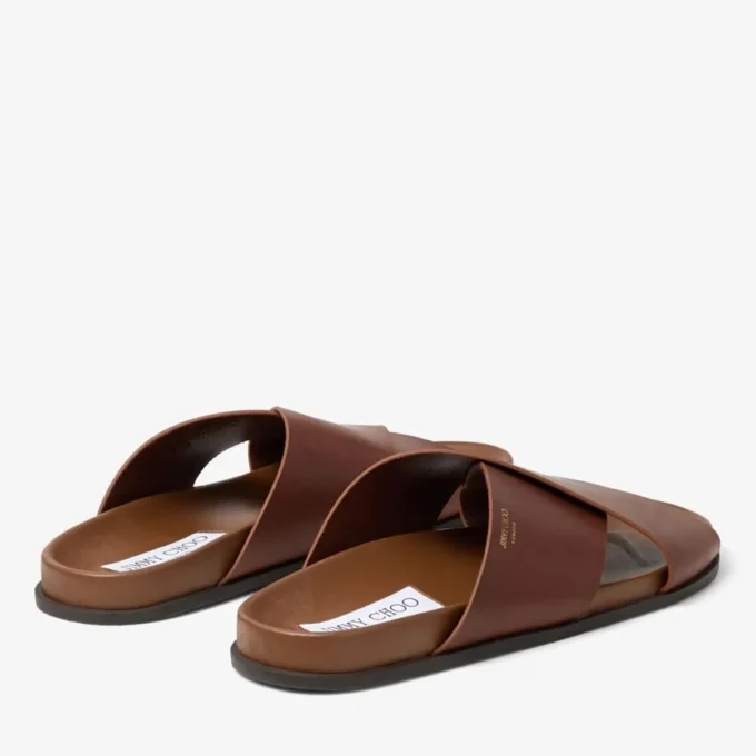 Sandalias Sol Slide de piel vachetta color cigarro