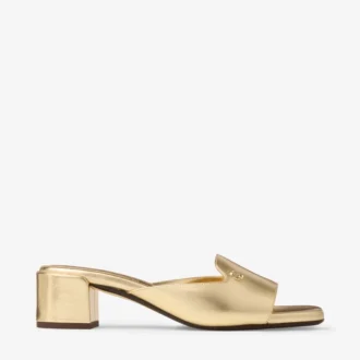 Sandalias tipo mule Dina 45 de piel metalizada dorada
