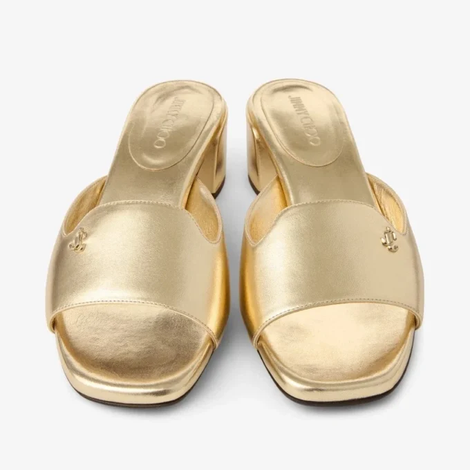 Sandalias tipo mule Dina 45 de piel metalizada dorada Sandalias tipo mule Dina 45 de piel metalizada dorada