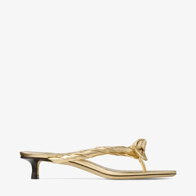 Sandalias tipo mule Liss 35 de piel napa metalizada dorada con lazo Sandalias tipo mule Liss 35 de piel napa metalizada dorada con lazo