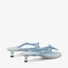 Sandalias tipo mule Liss 35 en azul Riviera, mezcla de piel suave tipo guante y lona moteada, con lazo de piel napa Sandalias tipo mule Liss 35 en azul Riviera, mezcla de piel suave tipo guante y lona moteada, con lazo de piel napa