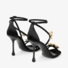 Sandalias Zea 95 de satén negro con flores metálicas Sandalias Zea 95 de satén negro con flores metálicas