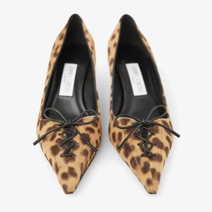 Scarlett 50 Zapatos de salón de potro con estampado de leopardo natural Scarlett 50 Zapatos de salón de potro con estampado de leopardo natural