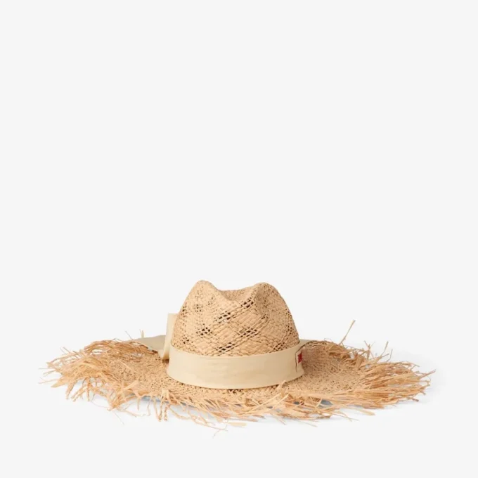 Sombrero Thalia pequeño de rafia natural con lazo de cinta Sombrero Thalia pequeño de rafia natural con lazo de cinta